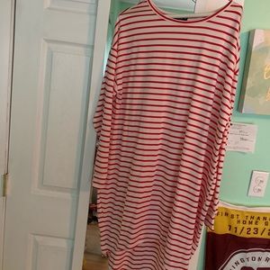 Pink and White Stripped T-Shirt Dress